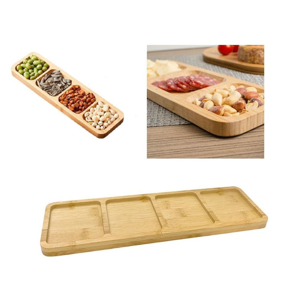 Petisqueira Tábua De Frios Retangular Madeira 4 Divisórias