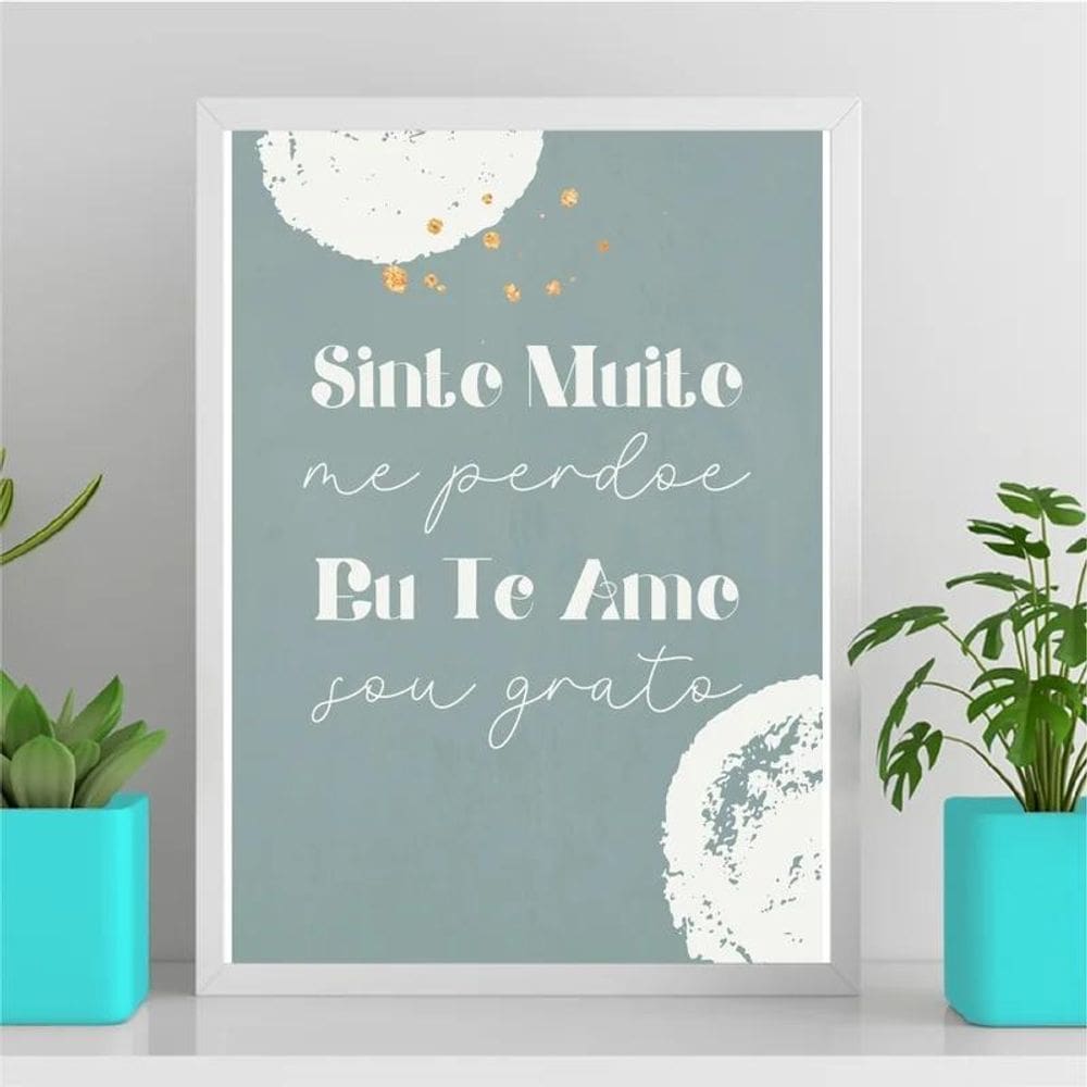 Quadro Mantra Hoponopono 33X24Cm Branca