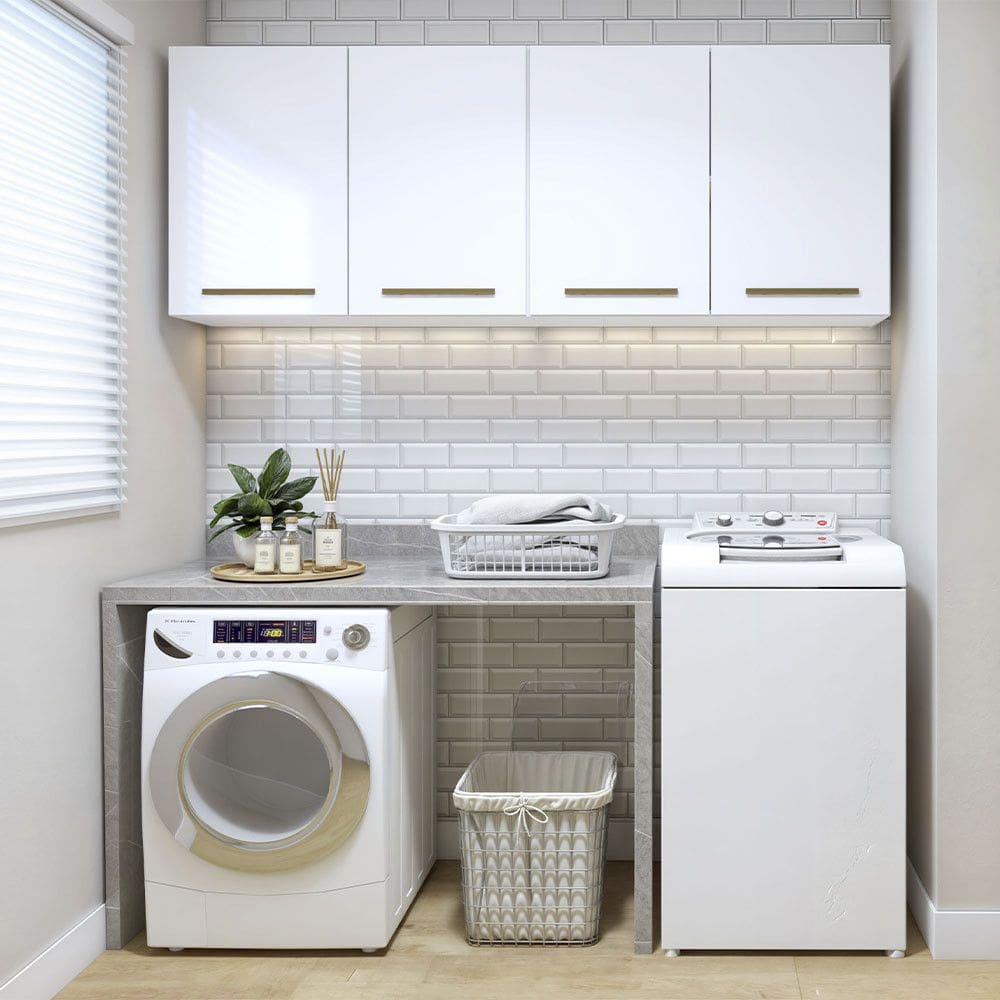 Lavanderia Modulada Guarapari 2 Armarios Aereos Kaiki Moveis