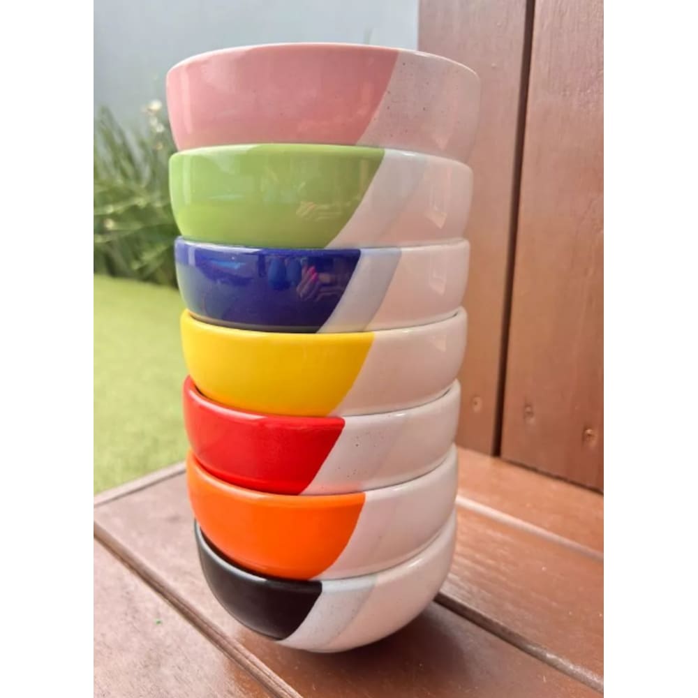Kit de Potes Bowls em Ceramica Alto Brilho Colorido 6UND