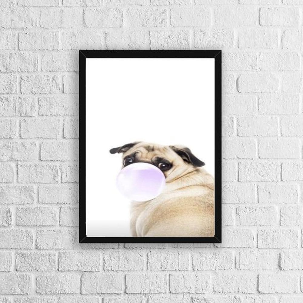 Quadro Pug Chiclete 24X18Cm