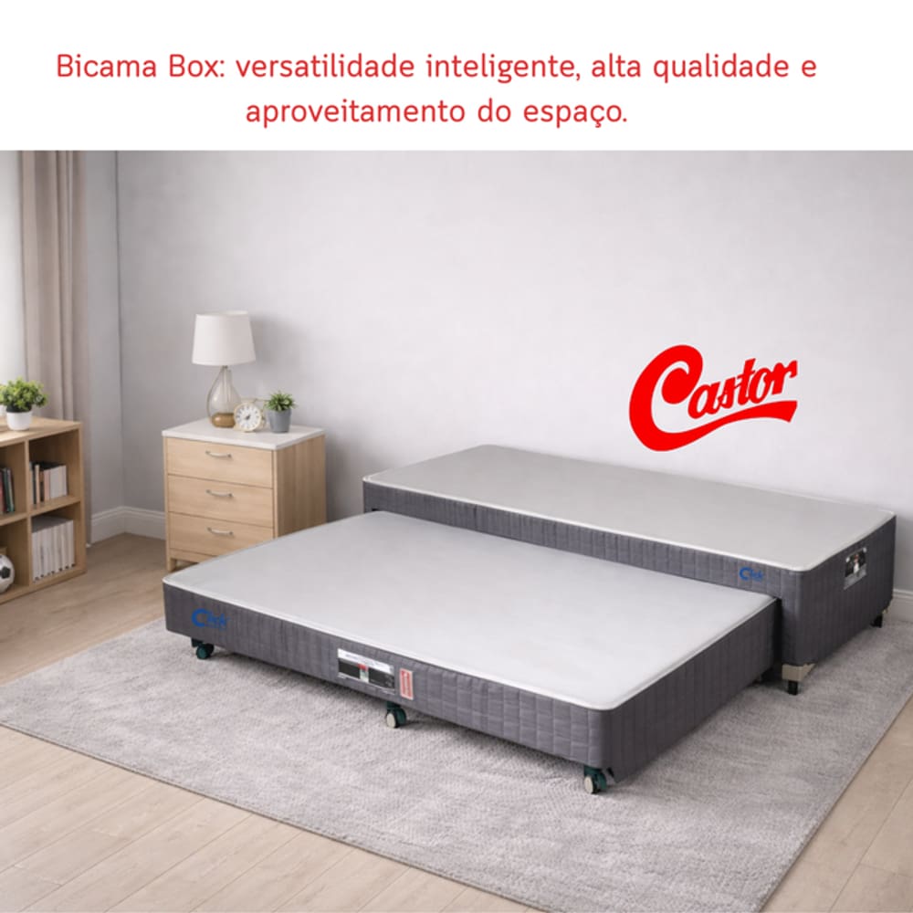Box com Cama Auxiliar D28 Acoplada Castor Silver Star 88x188 Cinza