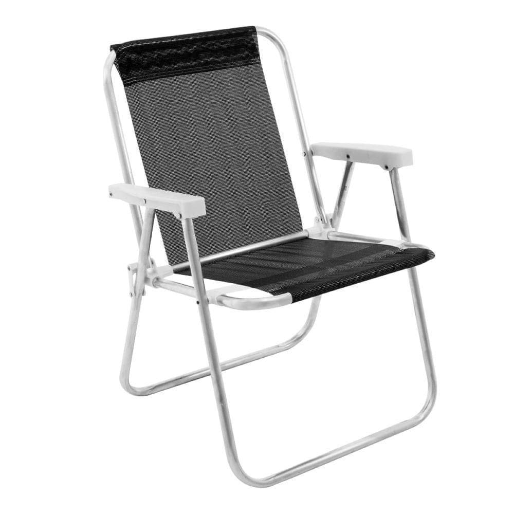 Cadeira De Praia Lazy Mormaii Preta Alumínio 110kg