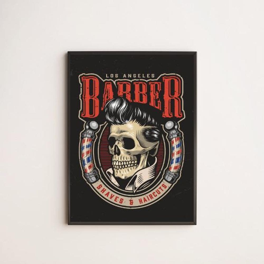 Quadro Barber Shop Los Angeles 24X18Cm