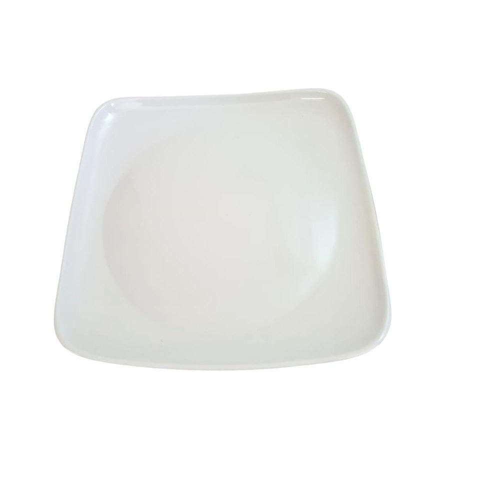Prato Refeição Branco De Melanina Quadrado 24Cm - 3Un