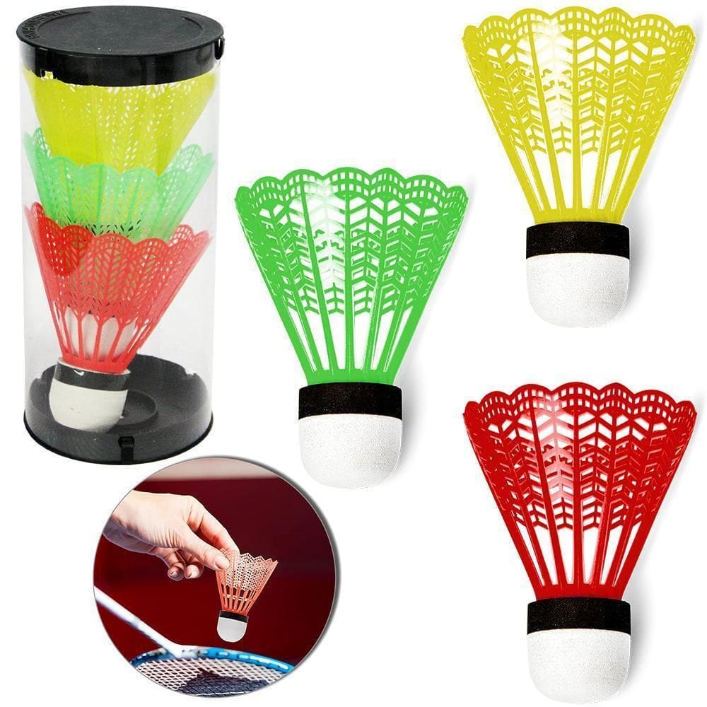 Peteca Para Badminton Colors Com 3 Pecas 8X6,5Cm
