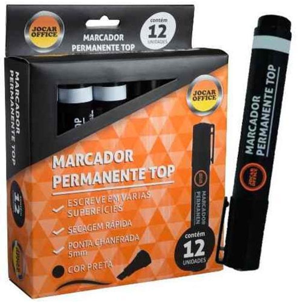 Marcador Permanente Top Preto Cx Com 12 Jocar Office