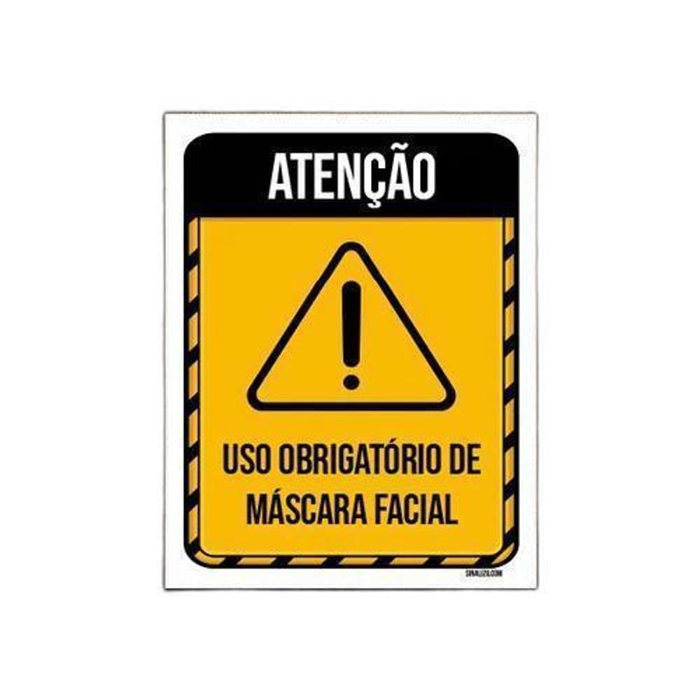 Kit 3 Placas Atenção Uso Obrigatório Máscara Facial