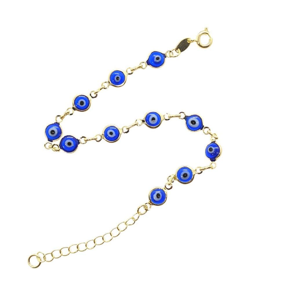 Pulseira Olho Grego Folheada Ouro 18,5cm - Semijoias