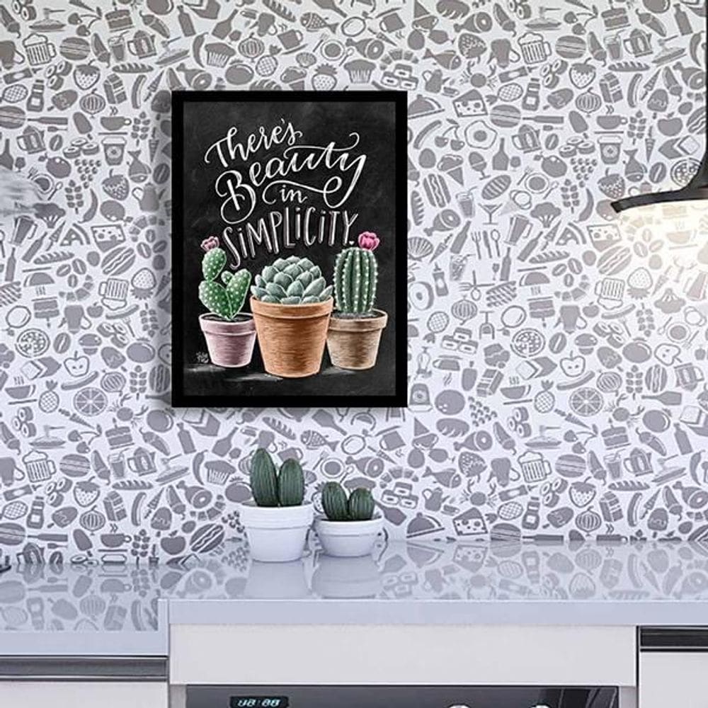 Quadro There`s Beauty In Simplicity Cactos Moldura Preta