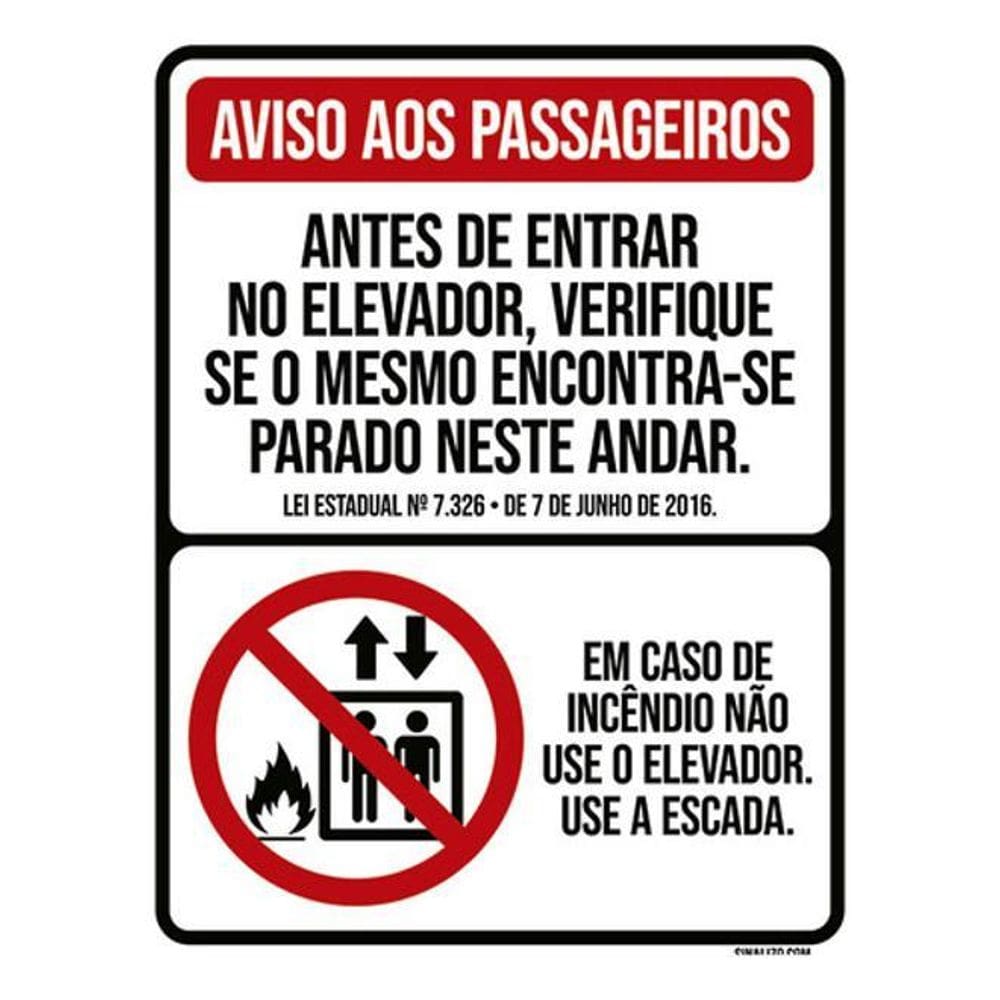 Kit 10 Placas Sinalização - Aviso Passageiros Elevador