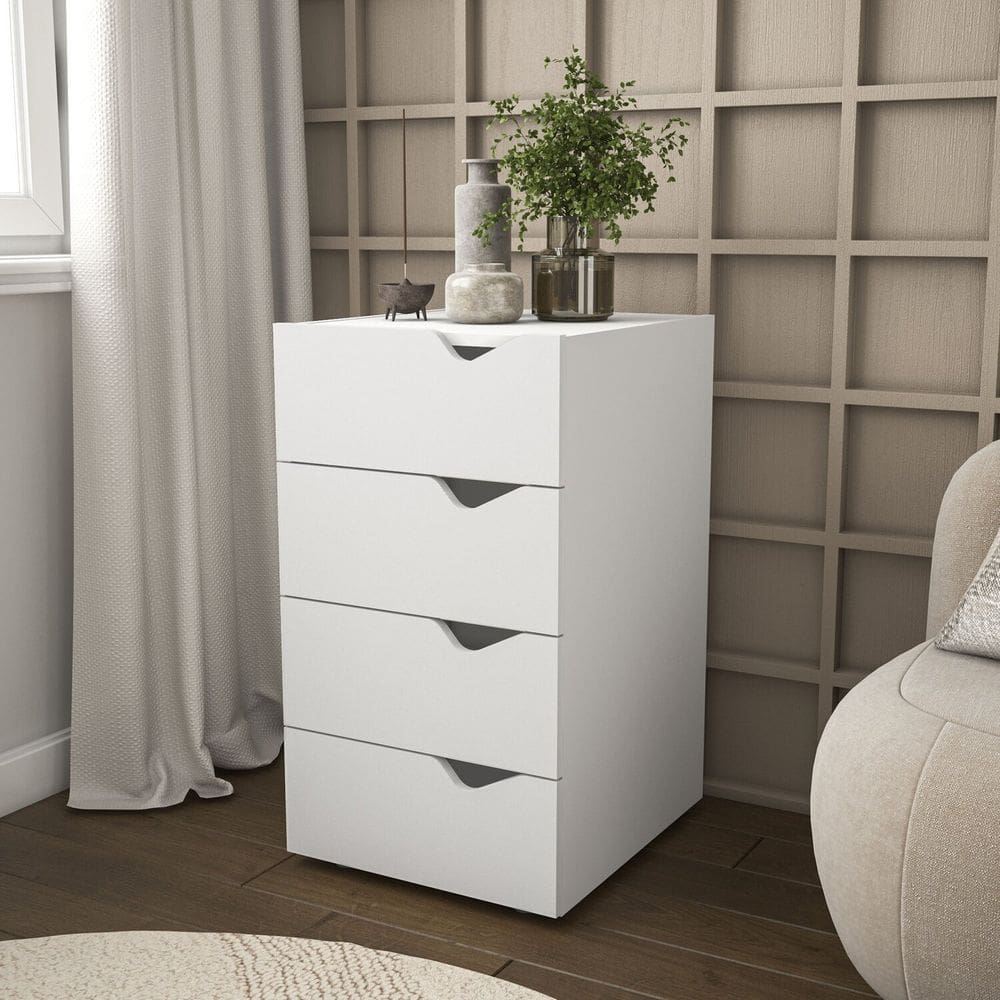 Gaveteiro para Escritório 4 Gavetas Porto Branco