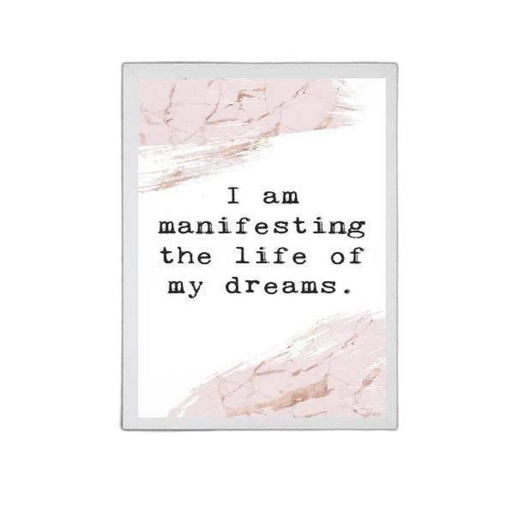 Quadro Decorativo Frase Lei De Atração 45X34 Moldura Branca