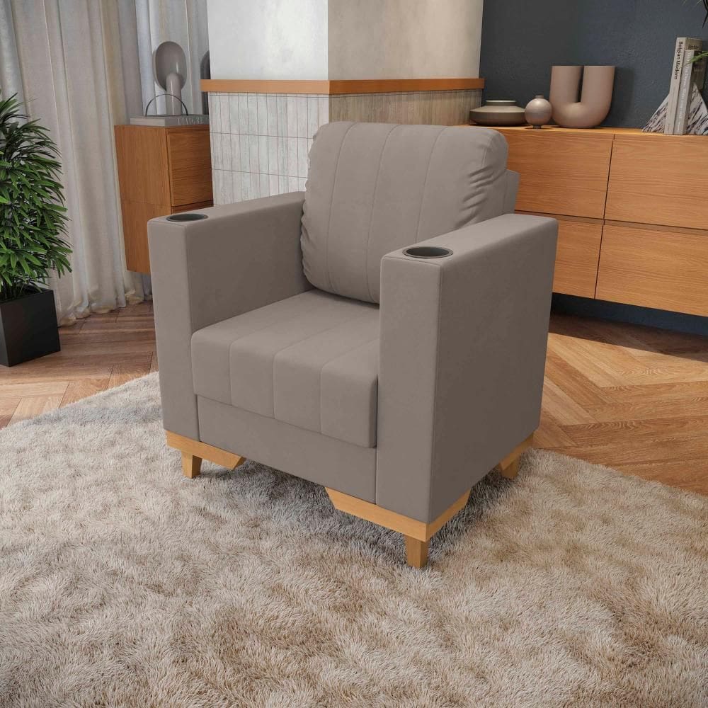 Poltrona Maya Kappesberg Veludo Cinza