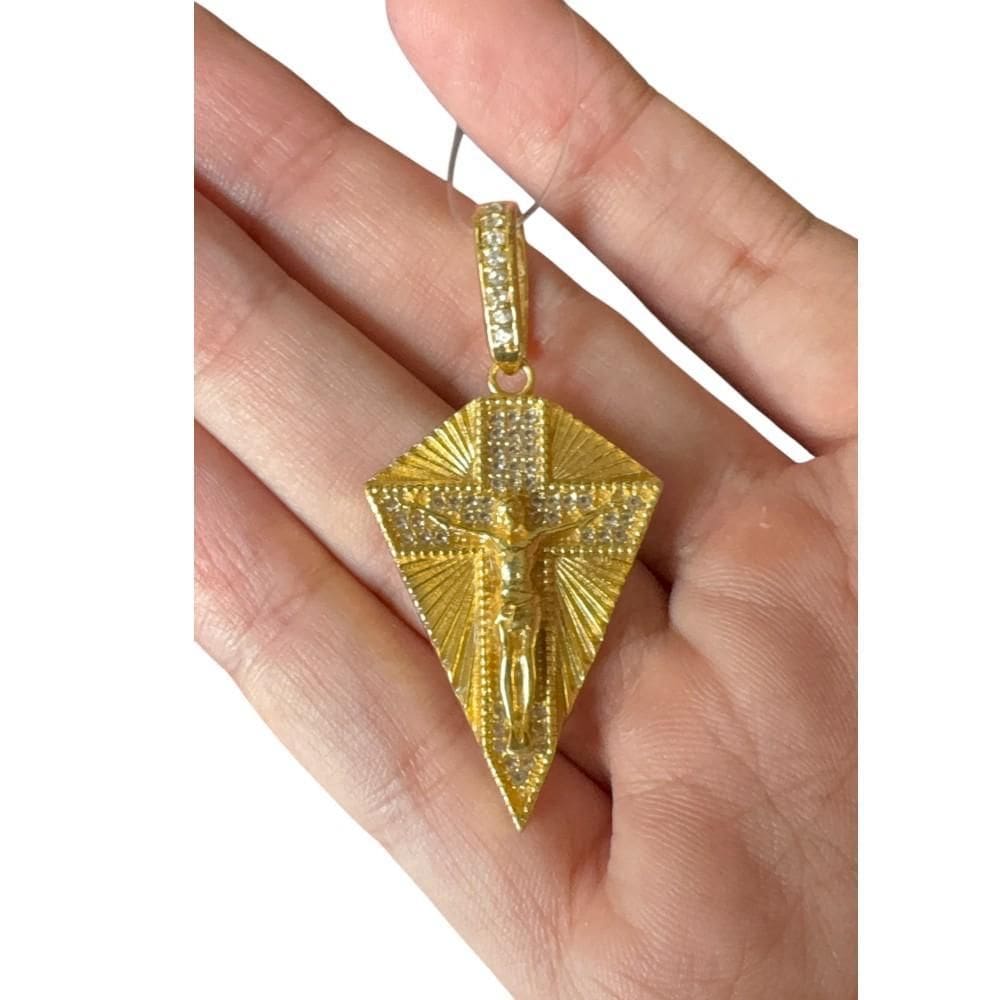 Pingente Jesus Cravejado - Banhado A Ouro 18K