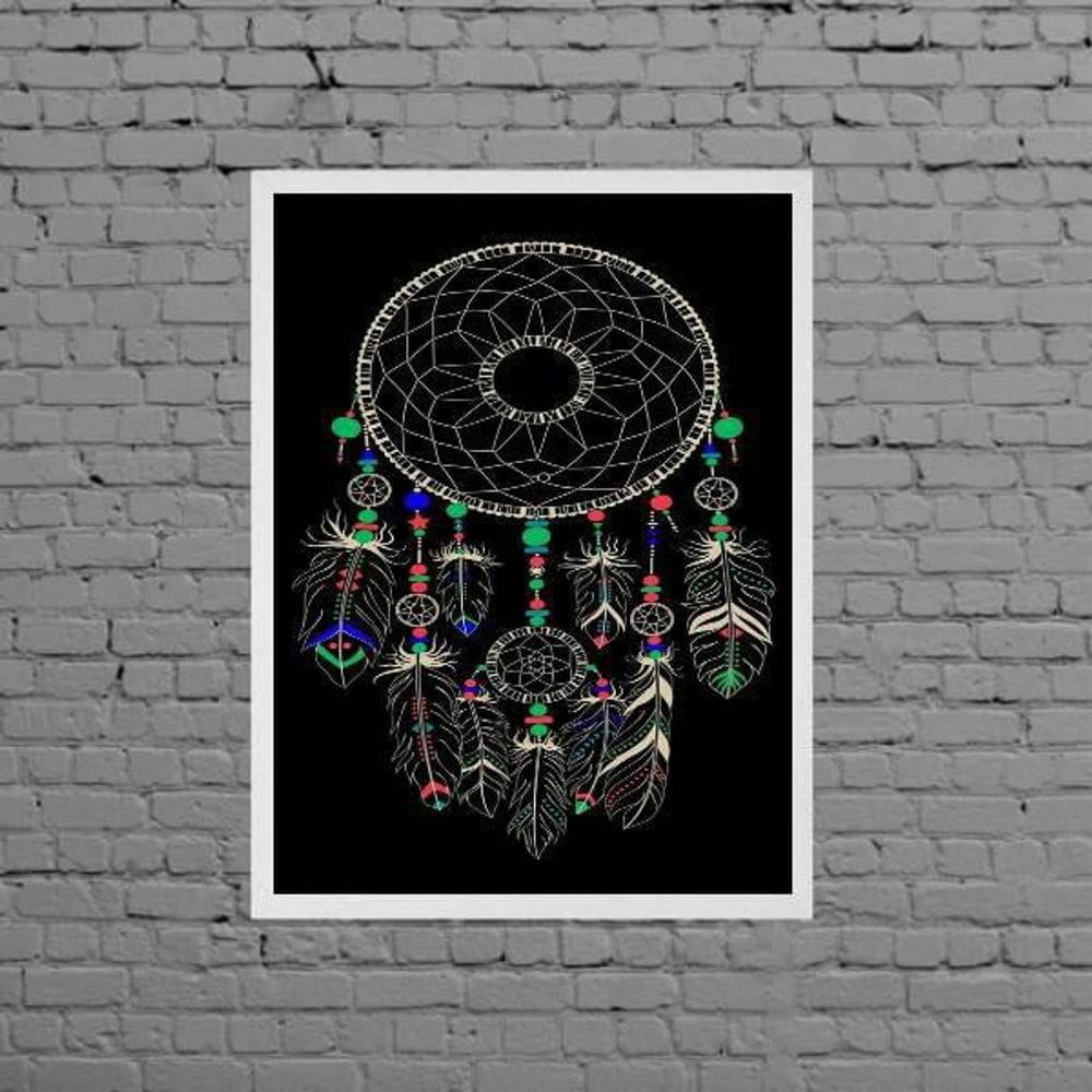 Quadro Decorativo Apanhador De Sonhos 33X24Cm Moldura Branca