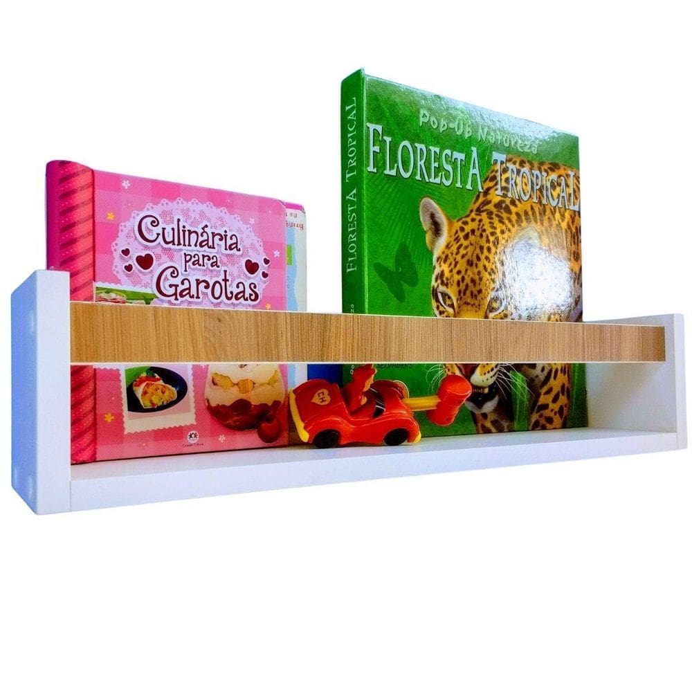 Prateleira Porta Livro Infantil Nicho De Parede Criança 55Cm