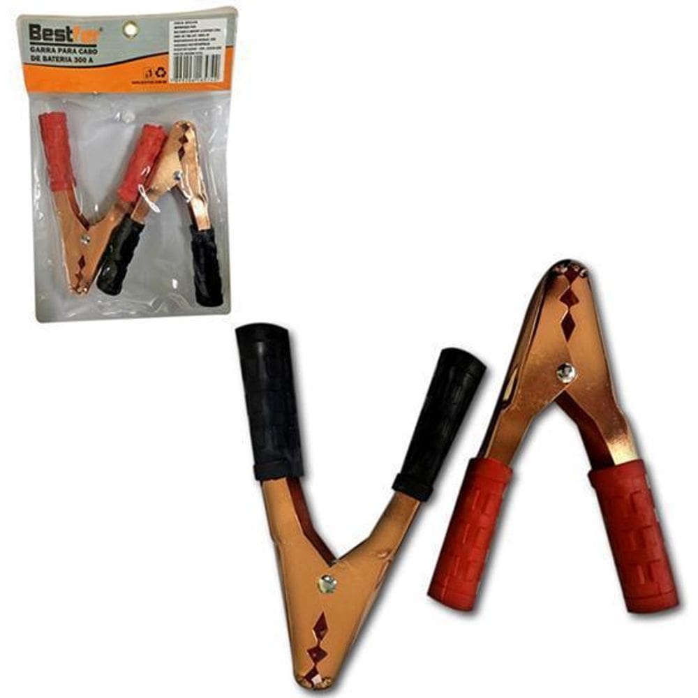 Garra Jacare Para Cabo De Bateria 300A Com 2 Pecas Na Solapa