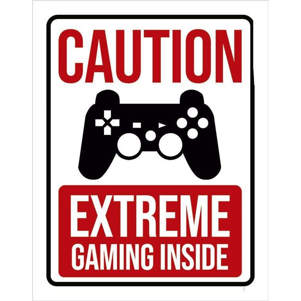 Placa Decorativa - Caution Extreme Gaming Inside Ps 36X46