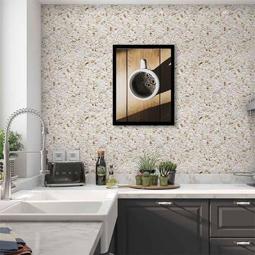 Quadro Fotografia Caneca De Café Moldura Preta 24X18Cm