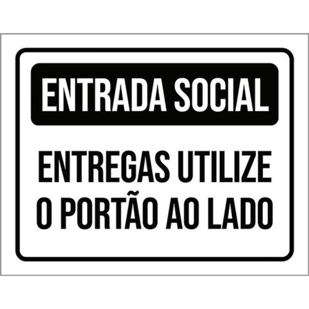 Kit 5 Placa Entrada Social Entregas Utilize Portão Lado36X46