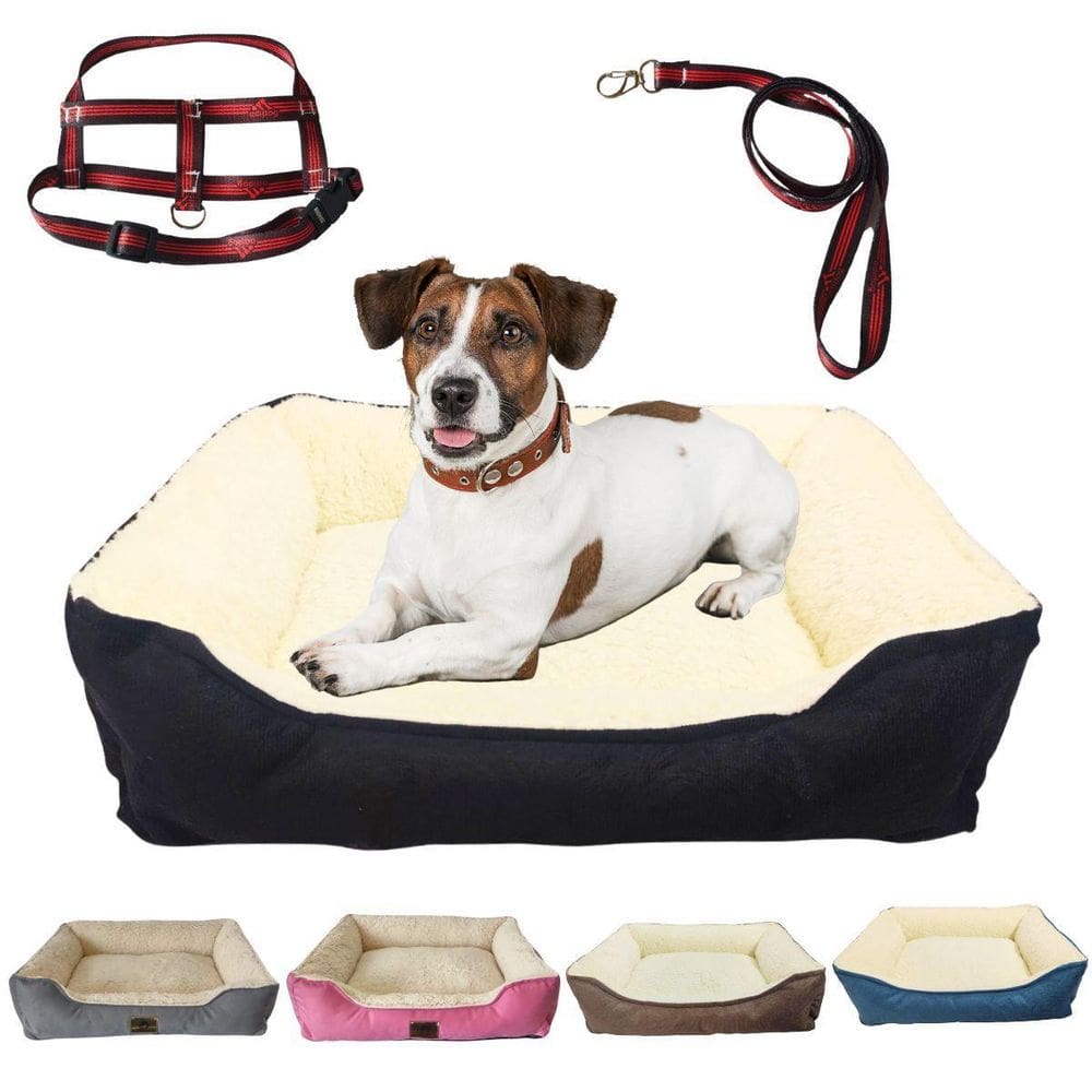 Kit Cama Peluciada Confort 50X40 Cm E Coleira Peitoral Pet
