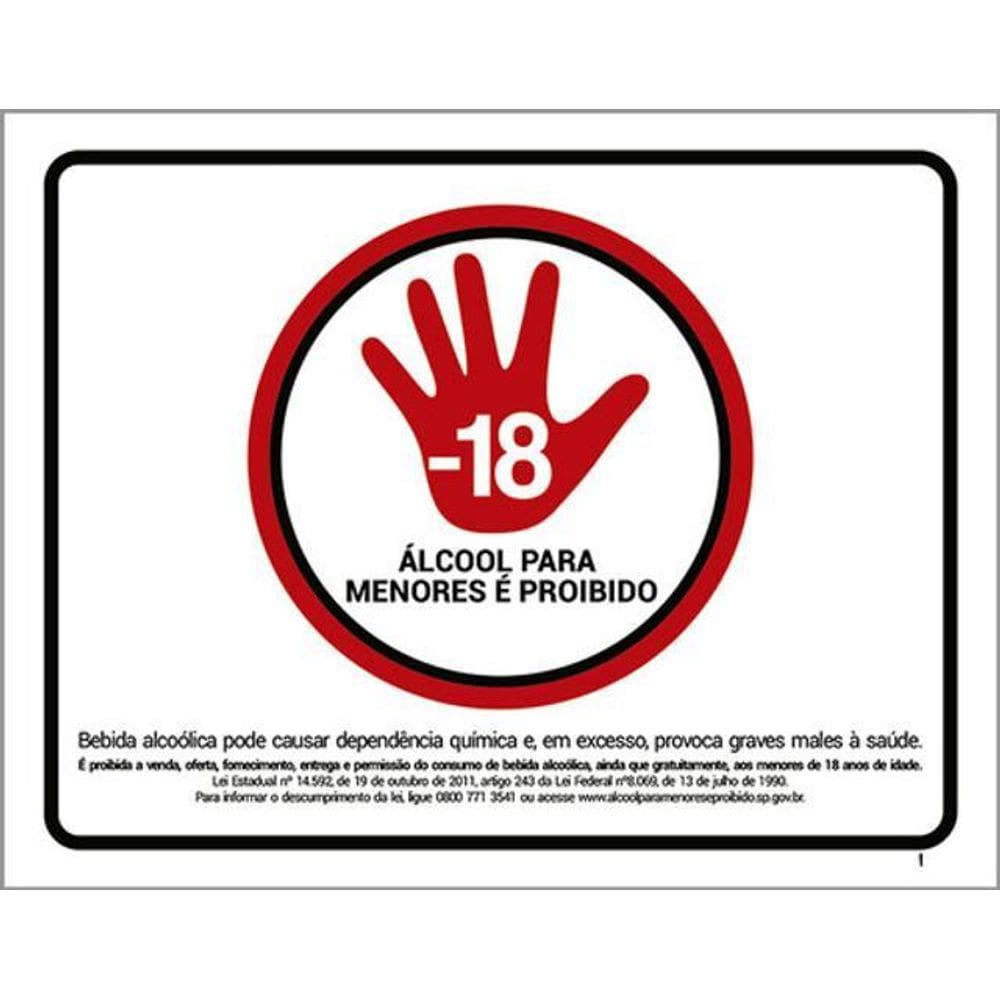Kit 3 Placas Sinalização Álcool Para Menores Proibido
