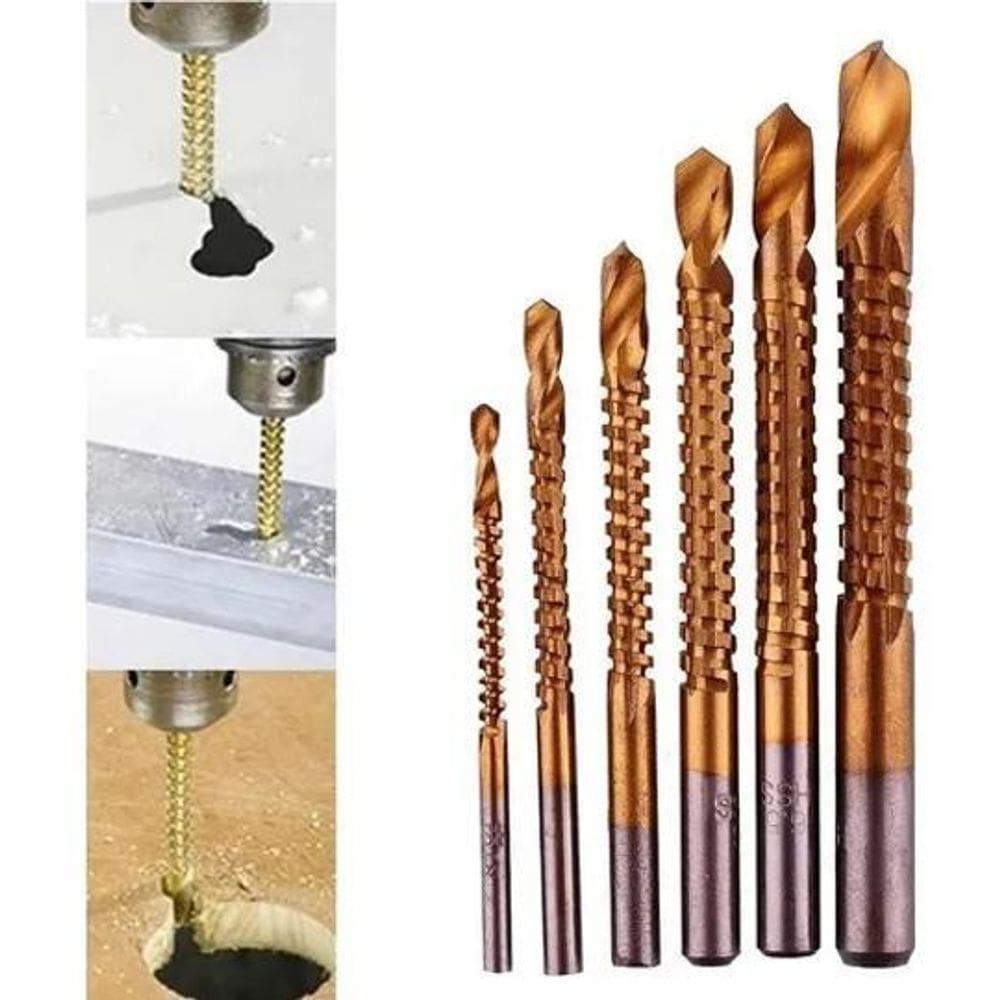 Kit 6 Brocas Espiral Corte Lateral 3-4-5-6-6,5-8Mm