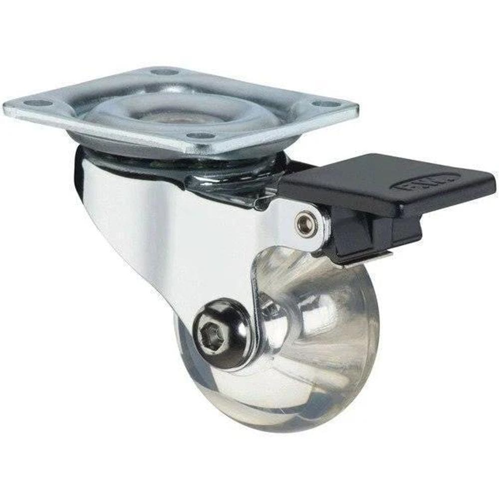 Rodizio Giratório Cromado Com Freio Para Móveis Roda Gel