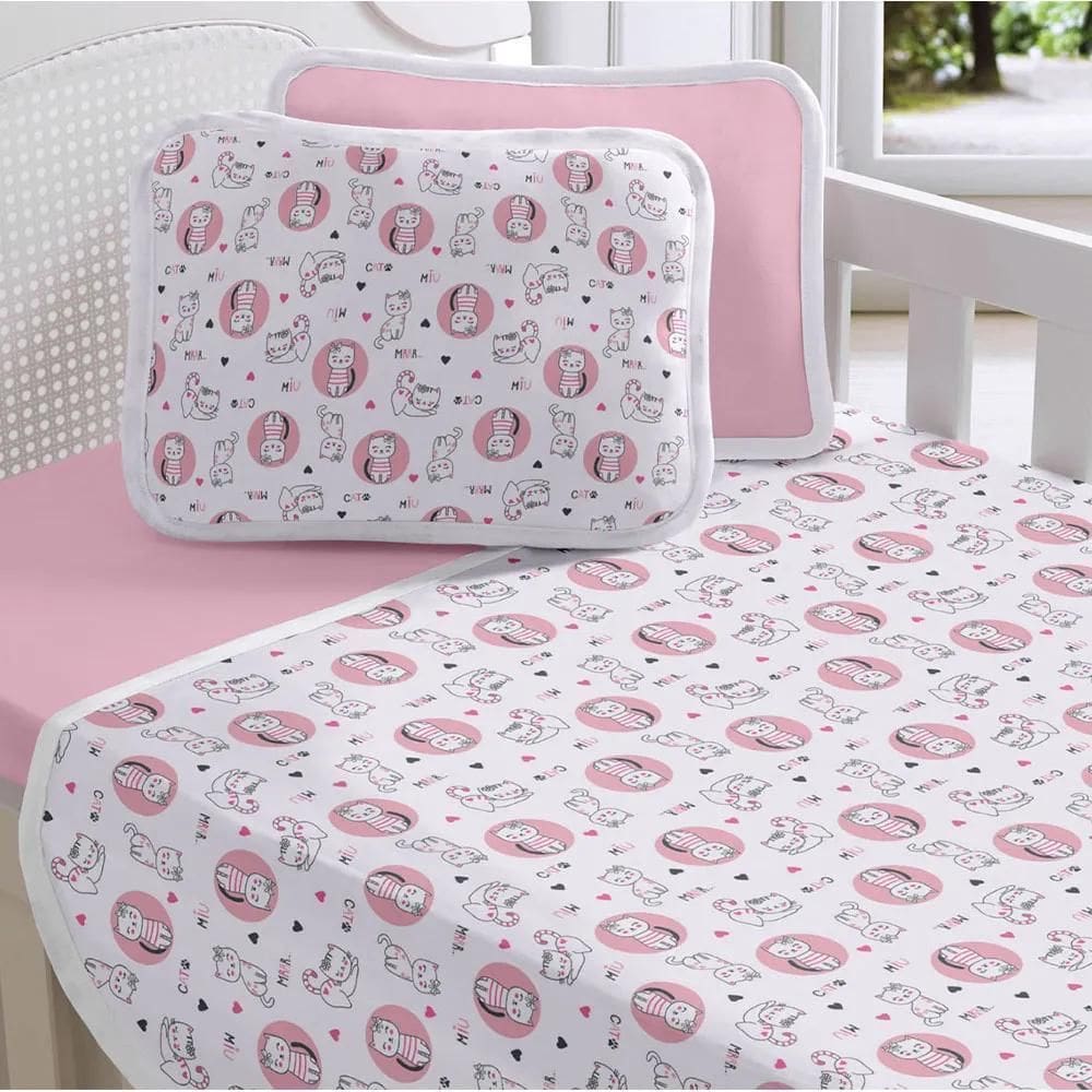 Jogo Lençol Berço Americano Malha 2 Peças Baby Cat