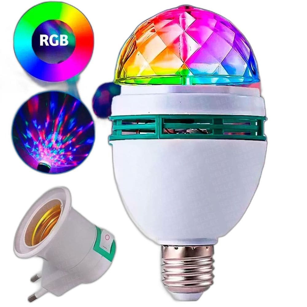 Lâmpada Globo De Luz Giratória Led Jogo De Balada Em Casa