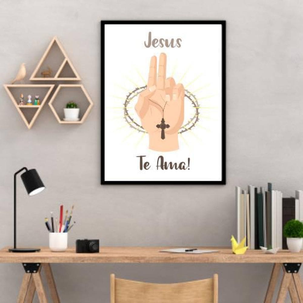 Quadro Decorativo Jesus Te Ama 45X34Cm