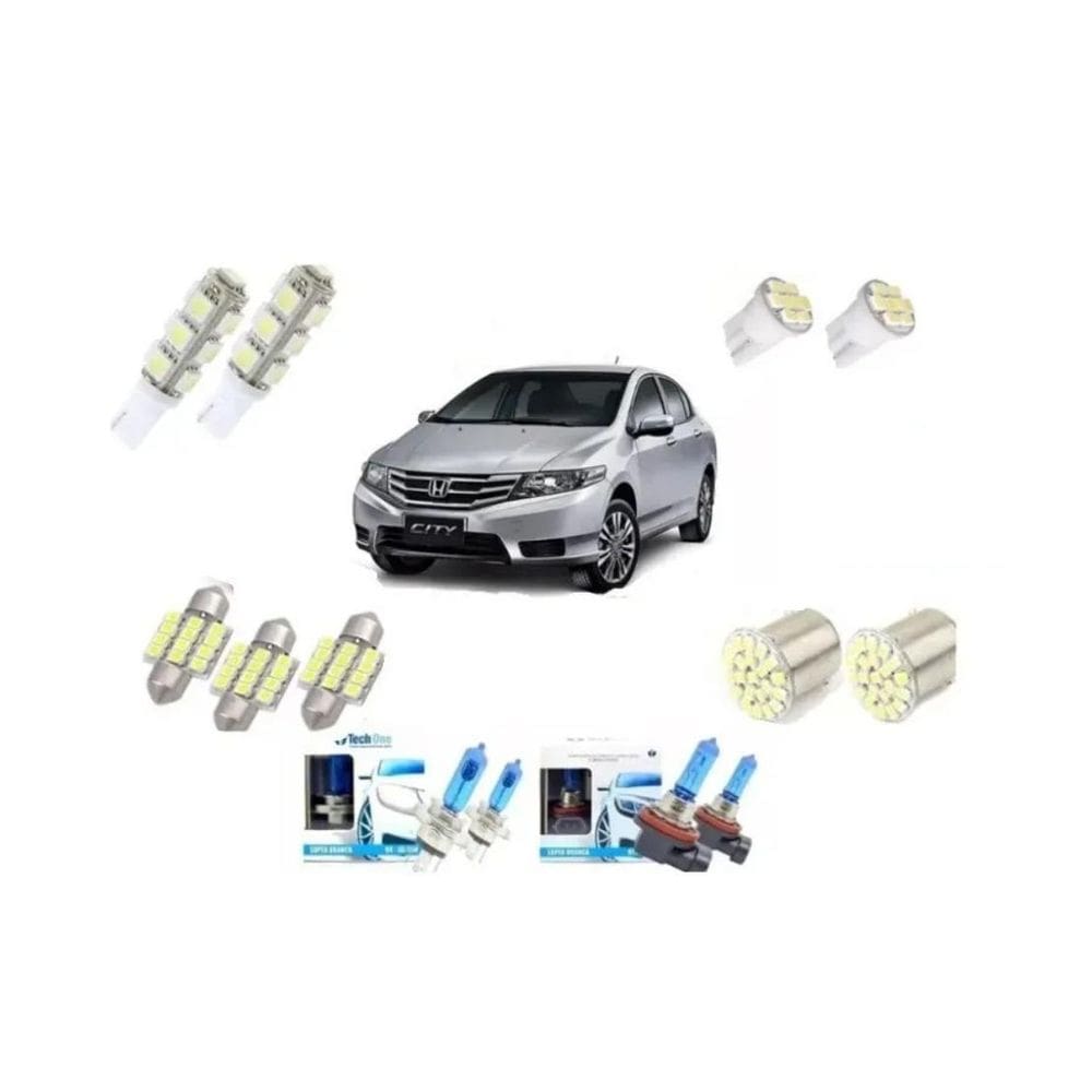 Kit Lampadas Led Honda Fit City + Super Brancas Techone
