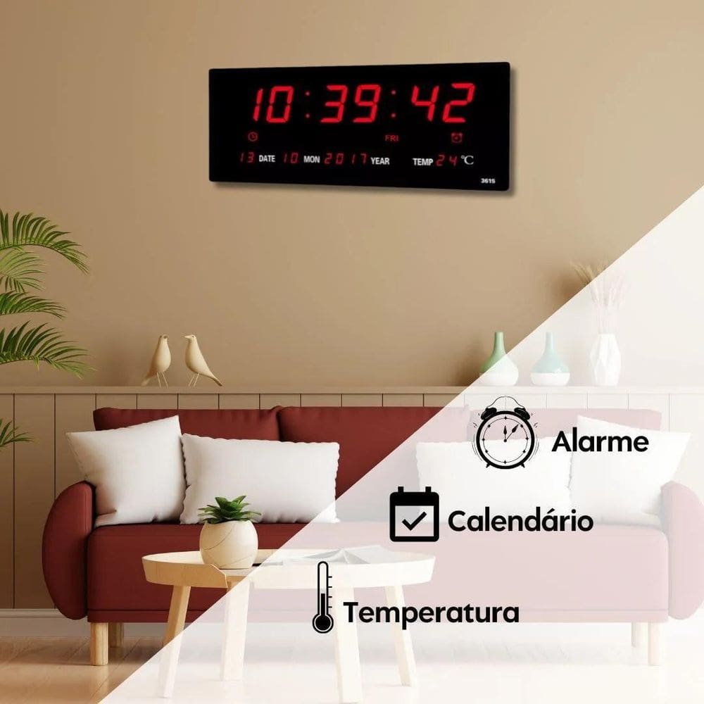 Super Relógio Parede Mesa Led Digital Calendário Termômetro