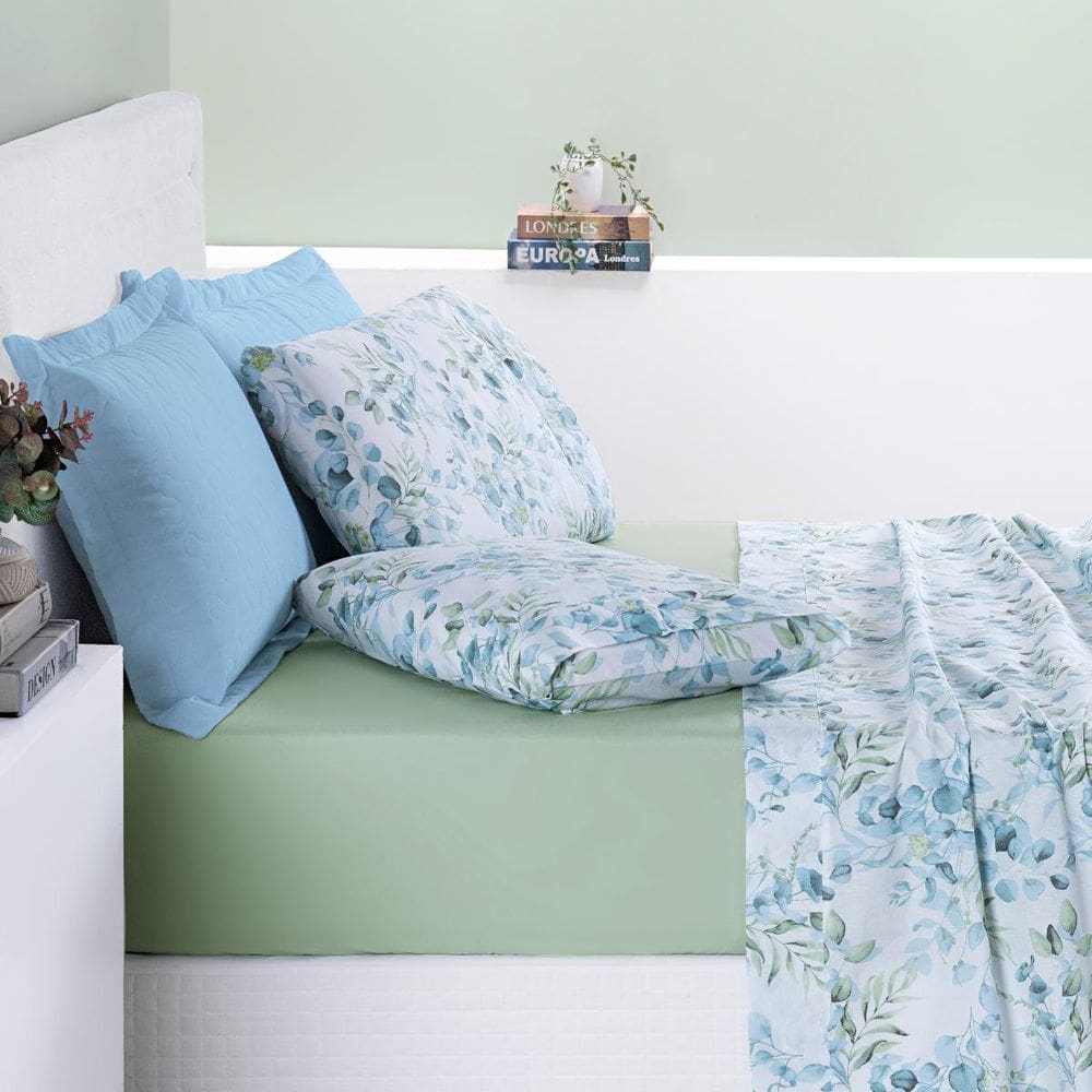 Conjunto Lencol Casal Queen Size Selin Algodao Estampada