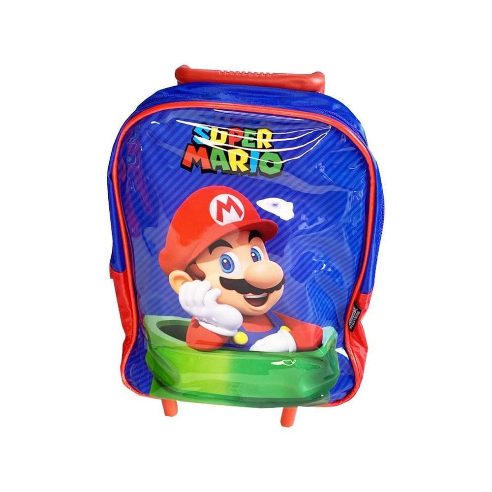 Mochila Rodinhas Escolar Pequena Super Mario Azul - Luxcel
