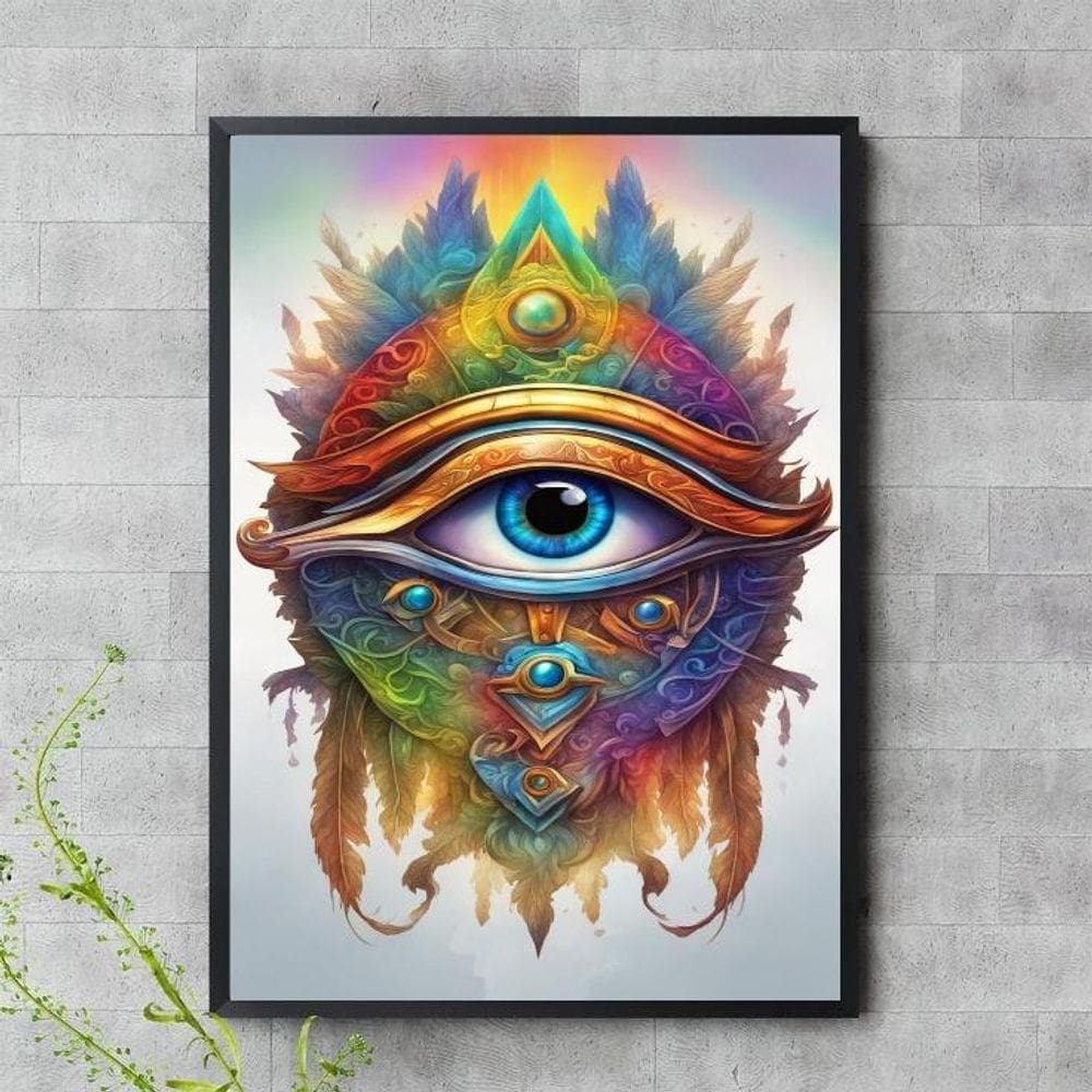 Quadro Olho De Horus Aquarela 45X34Cm - Com Vidro