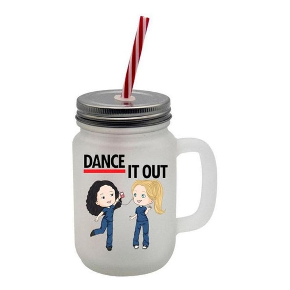 Caneca Com Canudo Mason Jars Jarra Grey`S Anatomy