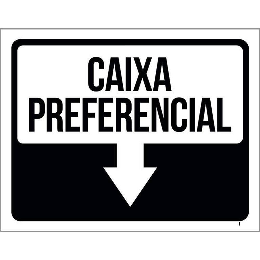 Placa Sinalização - Seta Caixa Preferêncial 36X46