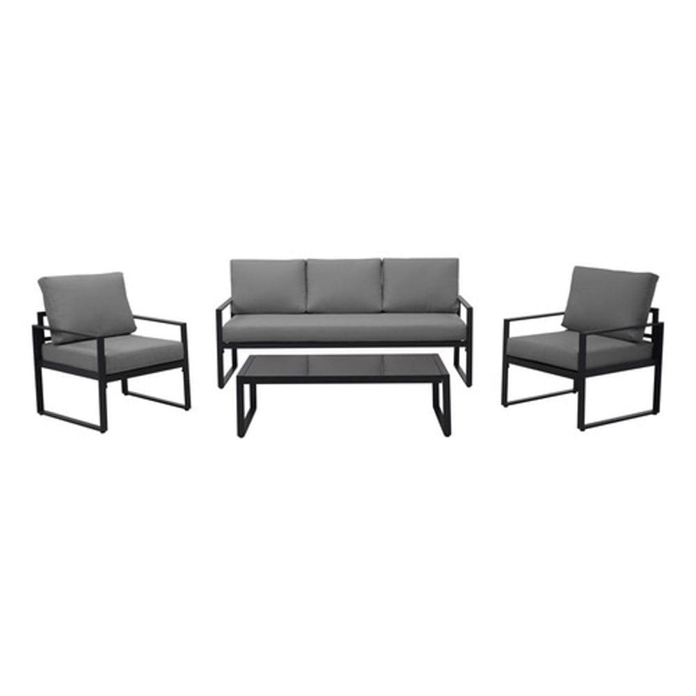 Conjunto Jardim Cinza Importado 4Peca Cadeira Mesa Ombrelone