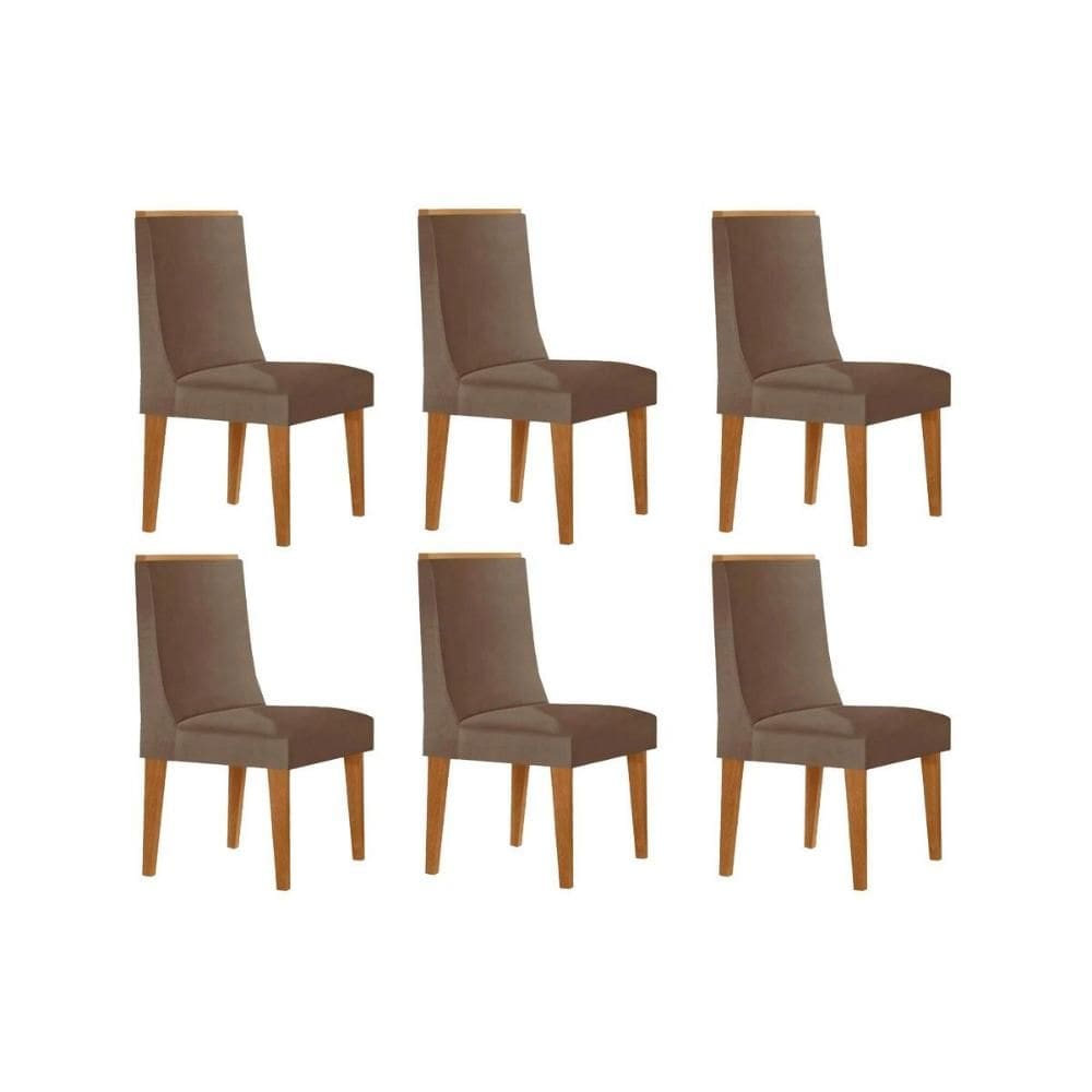 Cadeira de Cozinha Dakota Kit 6 Un Naturalle/Corano Capuccino - Rufato