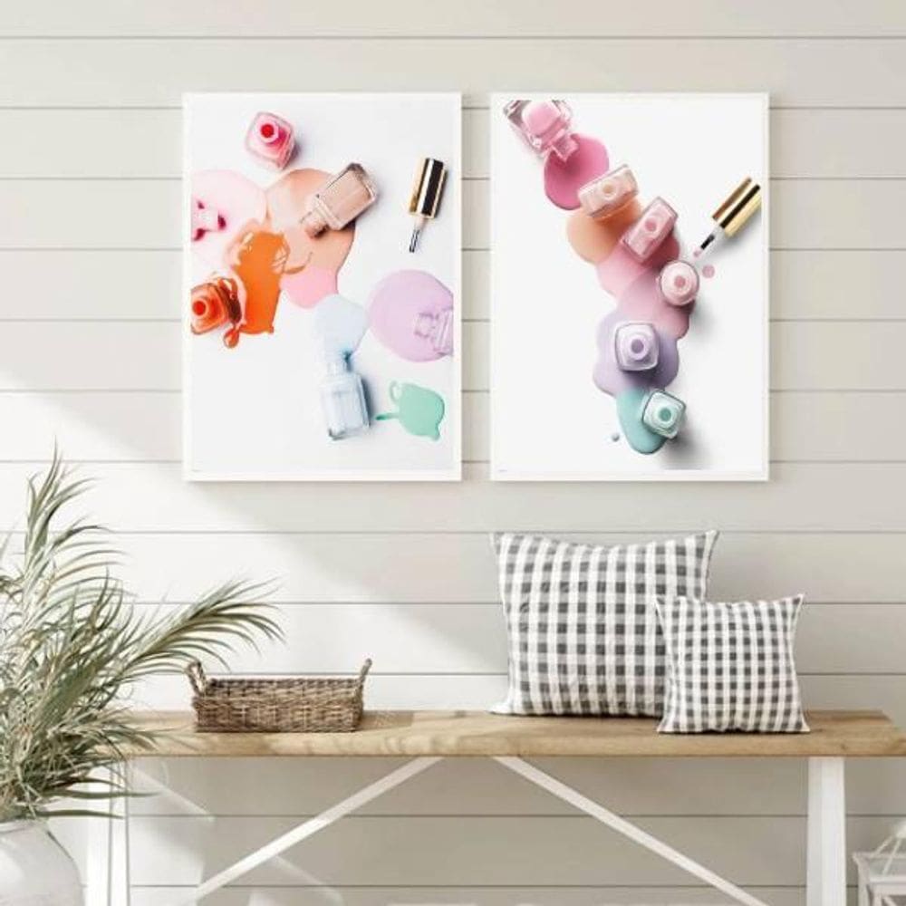 Kit 2 Quadros Decorativos Vidros Esmaltes 24X18Cm