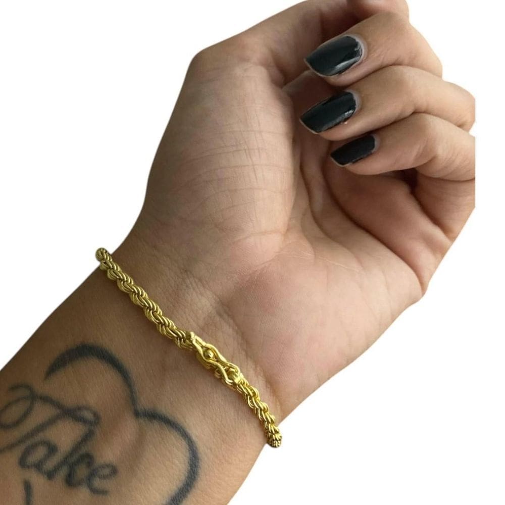 Pulseira Baiano 3Mm Feminina - Banhado A Ouro 18K