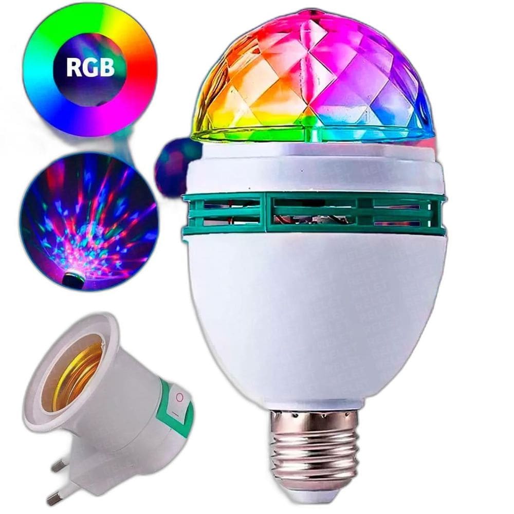 Lâmpada Globo De Luz Giratória Led Jogo De Balada Em Casa