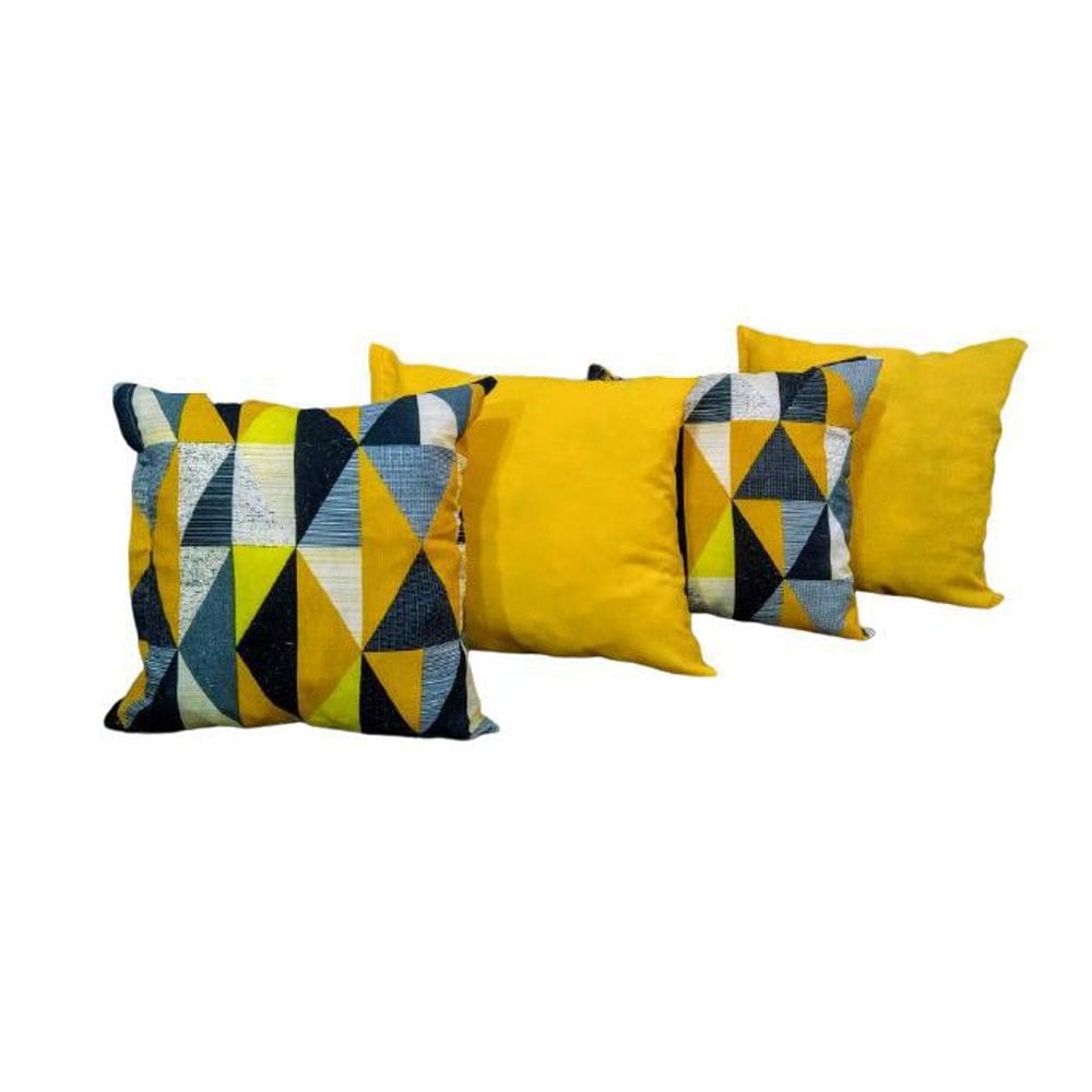 Kit Capa Para Almofada Formas Geométricas Amarelo 4 Peças