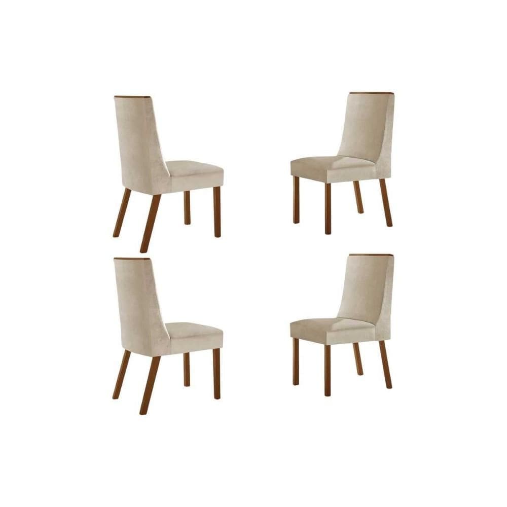 Cadeira de Cozinha Dakota Kit 4 Un Naturalle/Suede Creme - Rufato