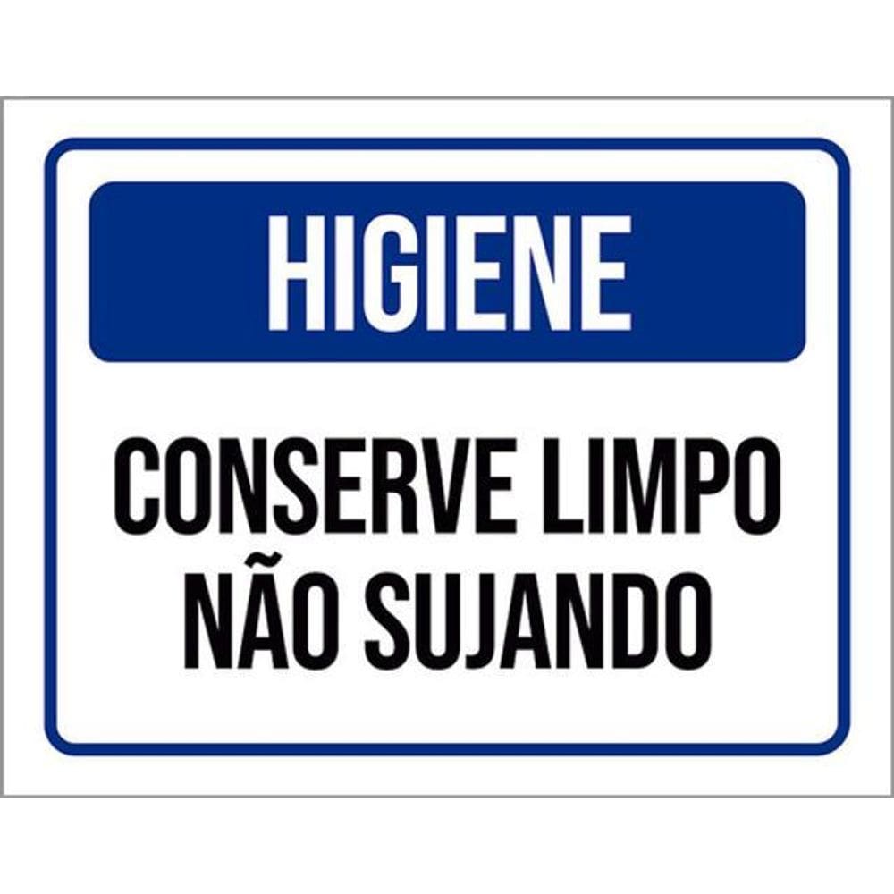 Kit 3 Placas Higiene Conserve Limpo Não Sujando Azul 36X46