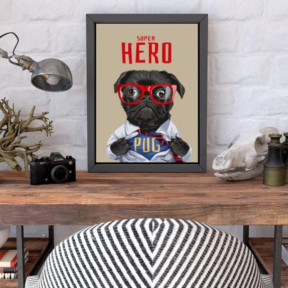Quadro Decorativo My Super Hero Pug 45X34Cm