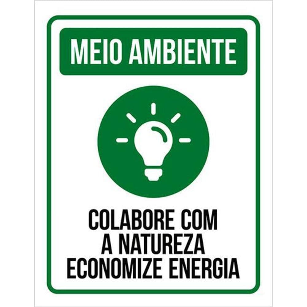 Kit 5 Placas Meio Ambiente Colabore Natureza Energia