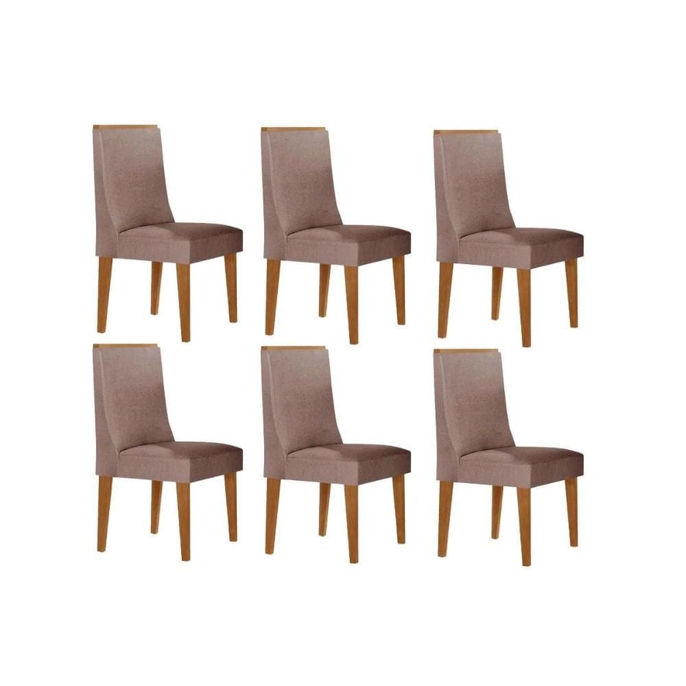 Cadeira de Cozinha Dakota Kit 6 Un Naturale/Linho Capuccino - Rufato
